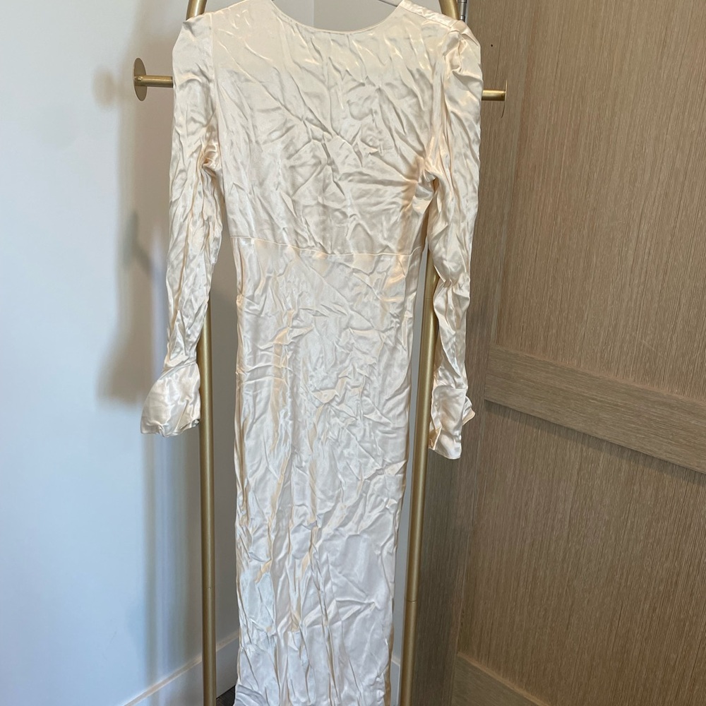 NWT Shona Joy La Lune Frill Cuff Bias Midi Dress in Cream - Picture 6 of 6